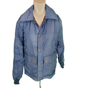 Eddie Bauer Vintage Down Puffer Jacket Lightweight Packable Blue sz S/M